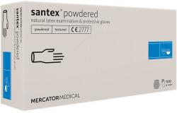 Mercator Medical Santex latex kesztyű, 100 db-os doboz, eldobható, texturált, púderezett, fehér, M-es méret (LTX-MRCTR-PDR-SNTX-M)