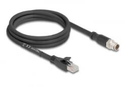 Delock M12 X-kódolt kábel 8 tűs apa - RJ45 Cat. 5e S/FTP apa 2m fekete (80579)