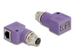 Delock M12 D-kódolt adapter 4 tűs anya - RJ45 anya Cat. 5e lila (60680)