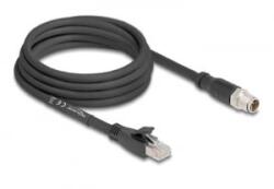 Delock M12 X-kódolt kábel 8 tűs apa - RJ45 Cat. 5e S/FTP apa 3m fekete (80580)