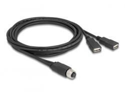 Delock M12 A-kódolt kábel 8 tűs anya - 2 x USB 2.0 A 2m fekete (60291)