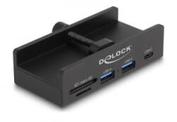 Delock USB 5 Gbps Hub 2x USB-A 1x USB-C + kártyaolvasó fekete (64263) (64263)