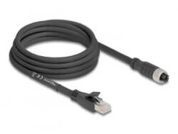 Delock M12 X-kódolt kábel 8 tűs apa - RJ45 Cat. 5e S/FTP anya 3m fekete (80591)