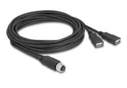 Delock M12 A-kódolt kábel 8 tűs anya - 2 x USB 2.0 A 3m fekete (60651)
