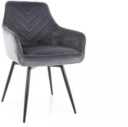 SIGNAL MEBLE Servio Velvet Forgó Étkezőszék Szürke Bársony Fekete Fém Lábakkal (SIG-SERVIOVCSZ)