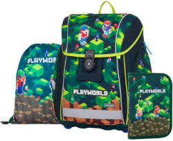 Minecraft mintás mágneszáras ergonómikus iskolatáska tolltartóval és tornazsákkal, Premium Light, Playworld (KPP-0-75725) - pepita - 34 959 Ft