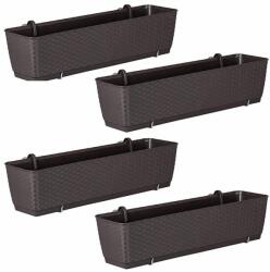 Mercaton 4 db-os dekoratív ültetőkészlet fém állvánnyal, Mercaton, rattan utánzat, barna, 49, 2x17, 2x17, 4 cm, 49, 2x17, 2x17, 4 cm (MCTART-DRL500PW-440U-S4)