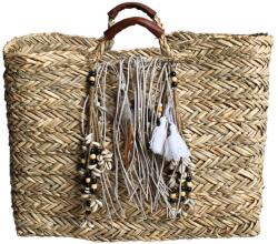  Boho strandtáska, jutából, díszítéssel, 44 x 30 x 18 cm - Hoff Interieur