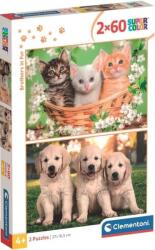Clementoni Puzzle pentru copii Clementoni din 2 х 60 piese - Frați blănoși (24820) Puzzle