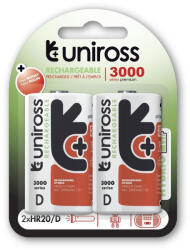Uniross D/góliát akkumulátor 1, 2 V 3000 mAh (2 db) (UH2D3000)