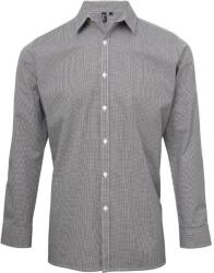 Premier Férfi Gingham mikro kockás hosszú ujjú ing XS fehér|fekete|színes
