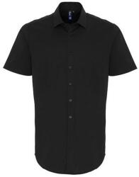 Premier Férfi Poplin Stretch rövid ujjú ing XS fekete