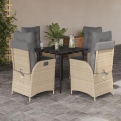 vidaXL 5 részes vegyes bézs polyrattan kerti étkezőgarnitúra párnákkal (3213449) - vidaxl