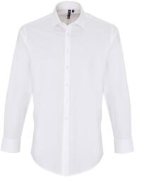 Premier Férfi Stretch Fit Poplin hosszú ujjú ing 4XL fehér