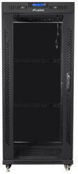 Lanberg FF01-8027-12BL 19" 27U SZÉL: 800mm MÉLY: 1000mm MAG: 1431mm lapraszerelt LCD üvegajtós fekete rack szekrény - ipkameradiszkont