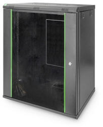 ASSMANN Dynamic Basic 19" 16U 789x600x450mm üvegajtós fekete fali rack szekrény - ipkameradiszkont