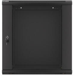 Lanberg WF01-6412-10B 19" 12U SZÉL: 600mm MÉLY: 450mm MAG: 640mm lapraszerelt üvegajtós fekete fali rack szekrény