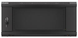 Lanberg WF01-6404-10B 19" 4U SZÉL: 600mm MÉLY: 450mm MAG: 290mm lapraszerelt üvegajtós fekete fali rack szekrény