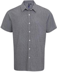 Premier Férfi Micro Gingham kockás pamut rövid ujjú ing 3XL fehér|fekete|színes