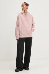 HUGO BOSS pamut melegítőfelső fehér, női, nyomott mintás, kapucnis, 50522423 - rózsaszín XS