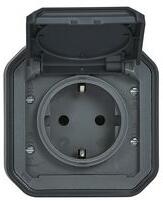 Legrand Plexo55 162 dugalj földelt csapófedéllel antracit IP55 falonkívüli rugós LEGRAND - 069799L (069799L)