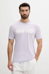HUGO pamut póló fekete, férfi, nyomott mintás, 50467556 - lila M