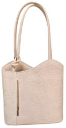 Made in Italy Valódi bőr női hátizsák és válltáska egyben elegáns bézs virágos (na-555-beige)