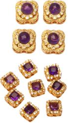 Charm din Ametist cu Zircon - Argint 925 Aurit - Cristalul Linistii si Armoniei - 1 Buc