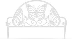 Hessa Bordura Gardulet Decorativ Plastic pentru Gazon sau Flori, Dimensiuni 50x31cm, Model Fluturi, Alb (11464WH)