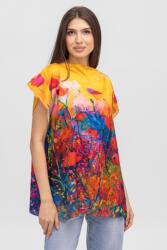 Shopika Summer Bluza de vara tip poncho din matase cu imprimeu maci rosii Talie unica