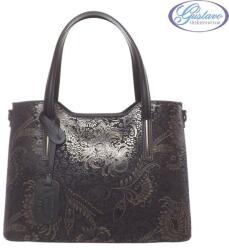  Bőr női táska - fekete-arany színű