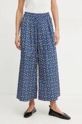 Weekend Max Mara pamut nadrág női, magas derekú széles, 2515131102600 - kék 42
