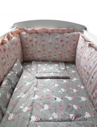 MyKids Lenjerie Dancing Bunny Gray-Pink 4+1 piese 120x60 cm Lenjerii de pat bebelusi‎, patura bebelusi