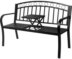 Strend Pro Banca de gradina, cu masuta extensibila, structura metal, negru, 127x53x84 cm, Pegi GartenVIP DiyLine