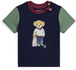 Ralph Lauren baba pamut póló sötétkék, nyomott mintás, 320952881001 - sötétkék 70-74