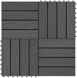  VID 11 db (1 m2) fekete dombornyomott WPC burkolólap 30x30 cm