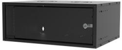 S-Link Rackszekrény - 4U 19" fali kivitel (190x530x400mm, ablakos, Flatpack, Fekete (34385) - tonerklinika
