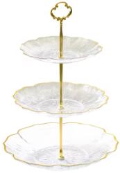 Pufo Luxury többszintes gyümölcstartó 3 szinten, süteményekhez, tortákhoz, gyümölcsökhöz, előételekhez, fém fogantyú (Pufo4047)