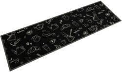 vidaXL fekete reggeli mintás mosható bársony konyhaszőnyeg 45x150 cm 4005584 (4005584)