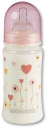 Baby-Nova Пластмасово шише с широко гърло Baby Nova PР - 300 ml, Цветя (48002) - ozone