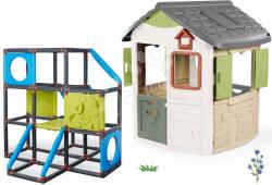 Smoby Set căsuță și cățărătoare cu pereți de cățărat Frame Kraxxl Life Jura Lodge Smoby extensibilă cu hrănitoare pentru păsări (SM810504-17) Casuta pentru copii