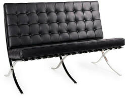 King Home Barcelon Prestige Plus Kétszemélyes Bőrkanapé Fekete (KHM-KH1501100134) - pepita