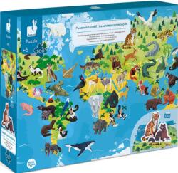 Janod Puzzle educativ Janod - Animale pe cale de dispariție, 200 piese (J02676)