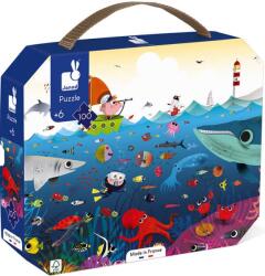 Janod Puzzle in valiza pentru copii Janod - Lumea submarina, 100 piese (J02617)