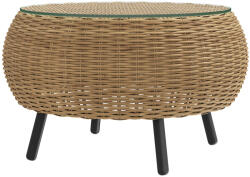 Outsunny Rattan kerek kerti asztal, üveglappal, barna Ø75 x 42 cm (867-233V00BN) - deco24