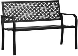 Outsunny Kerti pad 2 személyes, acél háttámlával és karfával, virágmintával, max 280 kg, fekete, 127 (84G-043V00BK)