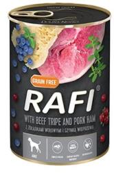 RAFI Hrana pentru caini cu sunca, stomac vita, afine si merisor 400g