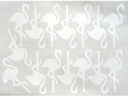 Original Deals dekoratív matrica készlet, flamingó madár forma, 5 x 10 cm, fehér, 45 db (21AGL0660)
