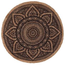 Welora Mandala mintás kerek dekoratív juta szőnyeg, 80 cm, bézs színű (JM1214759)
