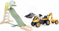 Smoby Tobogan cu apă și tractor cu remorcă Toboggan XL Slide Life Smoby cu încărcător și excavator suprafață de alunecare 230 m (SM810254-G)